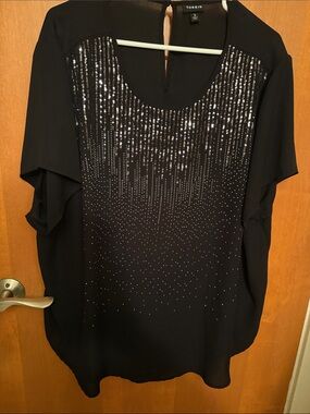 torrid Black Sequin Cascade Flutter Sleeve Tunic
